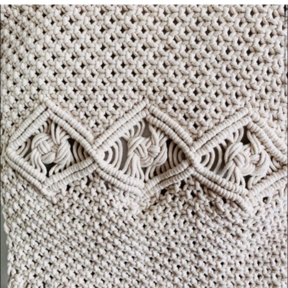 NEW Boho Chic Macrame Woven Shoulder Fringe Shopper Tote Bag - Picture 4 of 16